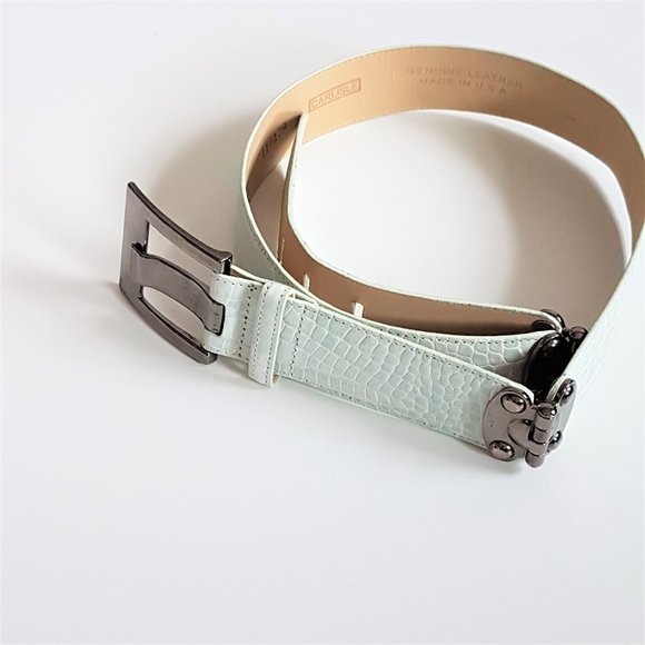 Carlisle Light Blue Crocodile Pattern Belt. - Picture 4 of 5